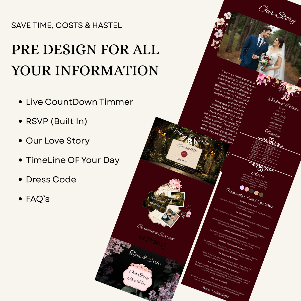 Editable Wedding Website Template | Canva Wedding Website | RSVP, Our Story & Wedding Details